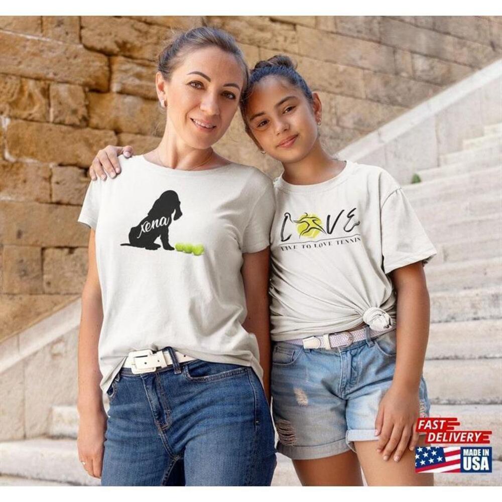 Dog Mom Spaniel Tennis Ball Personalized Graphic T-Shirt